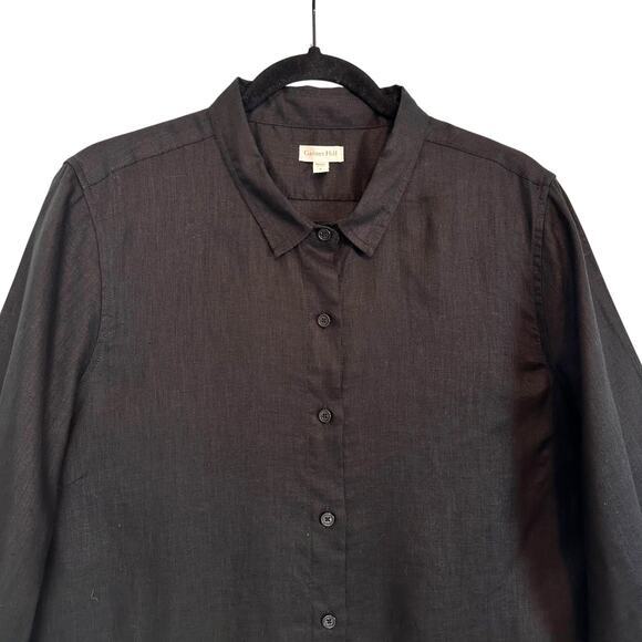 Garnet Hill Easy Linen Tunic XL Black Button Front Long Sleeve‎ Linen 2025 - Picture 4 of 16